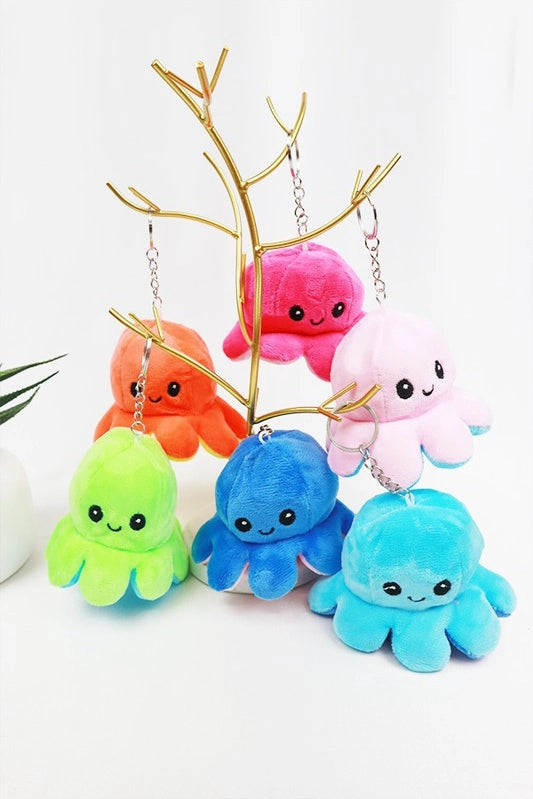 Mini Reversible Octopus Keychain - Various Colors