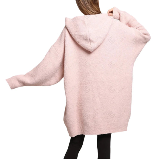 Luxury Soft Wearable Blanket with Hood and Front Pocket - Pink