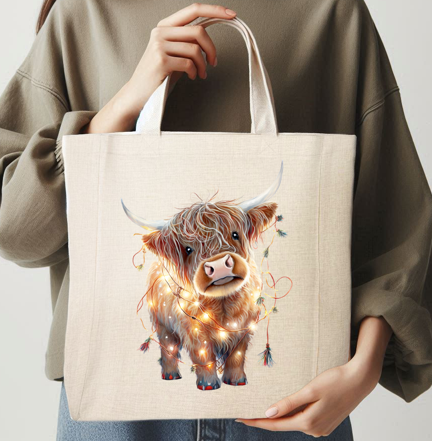 CHRISTMAS COW- TOTE