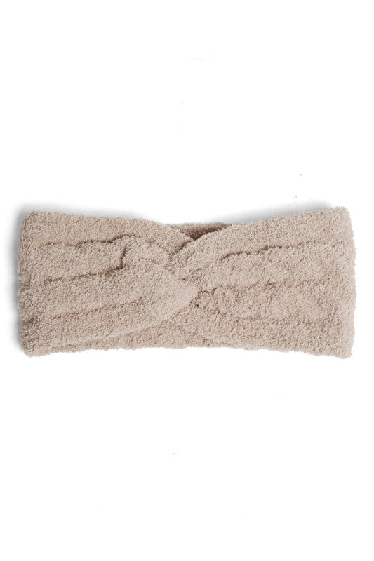 Ribbed Soft Twist Knot Headband - Beige