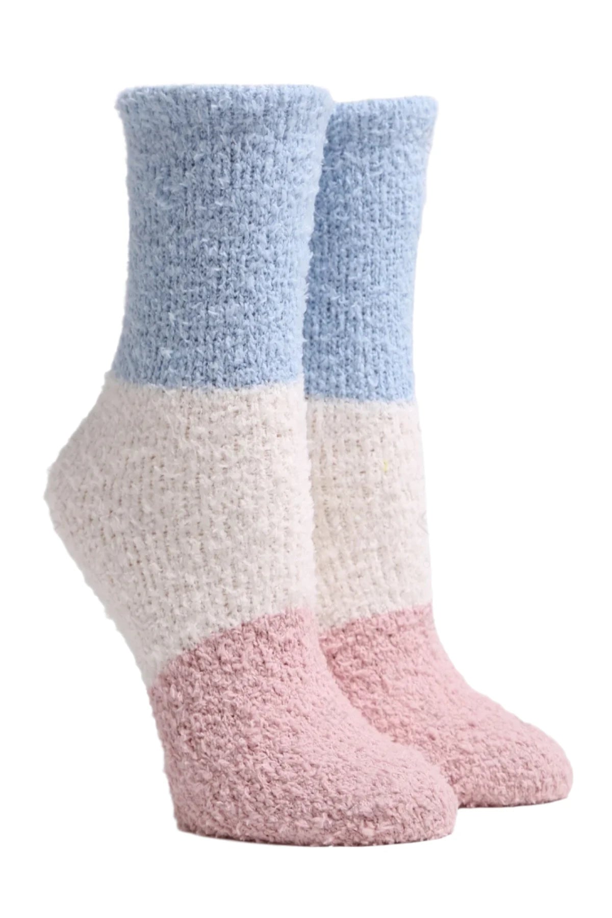 Blocked Luxury Crew Socks - Blue & Pink