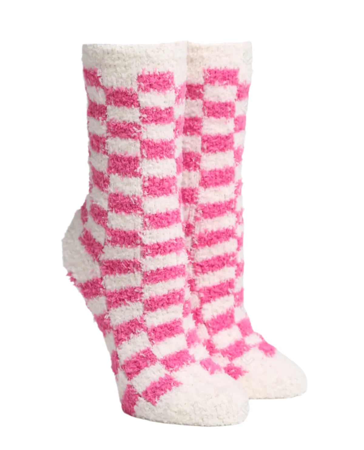 Checkered Luxury Crew Socks - Fuchsia