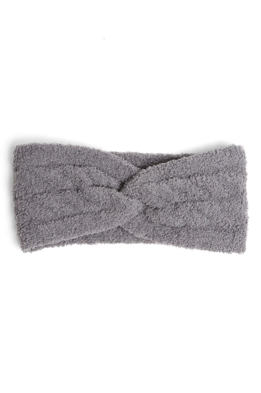 Ribbed Soft Twist Knot Headband - Grey