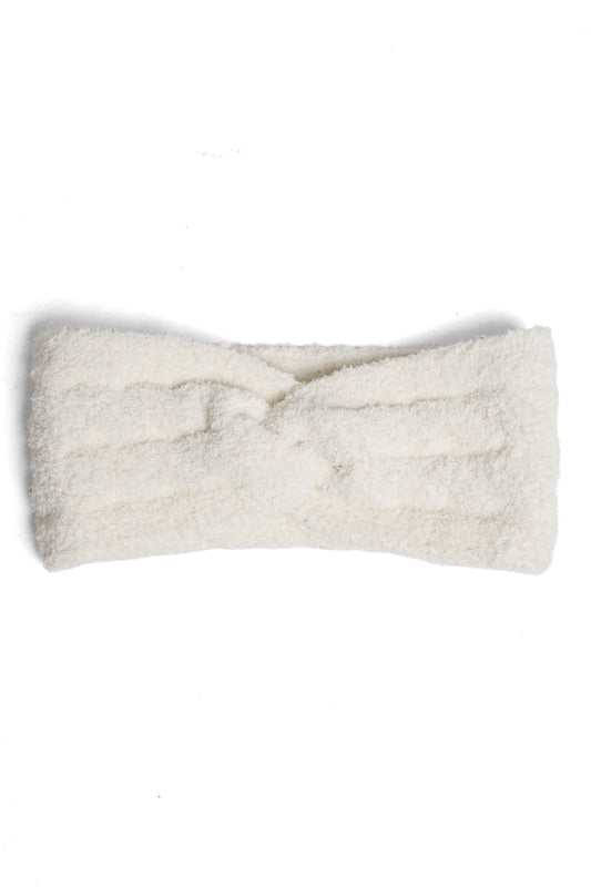 Ribbed Soft Twist Knot Headband - Ivory